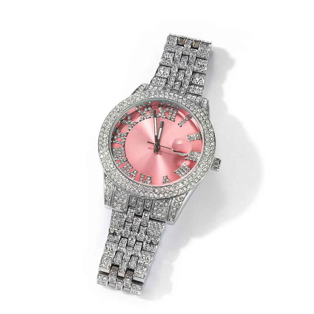 Popular Round Quart Watch Luxury Style Iced-out Jewelry Waterproof Accessories for Men