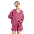 FUNG 6052 Linen Washed Loose Short Pants Luxury Casual Homewear Lounge Wear Sets Women Pajamas