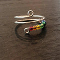 Vintage Anti-Stress Stainless Steel Ring for Men Women Rotatable Rainbow Beads Anxiety Ring Coloful Fidget Rings Fashionable