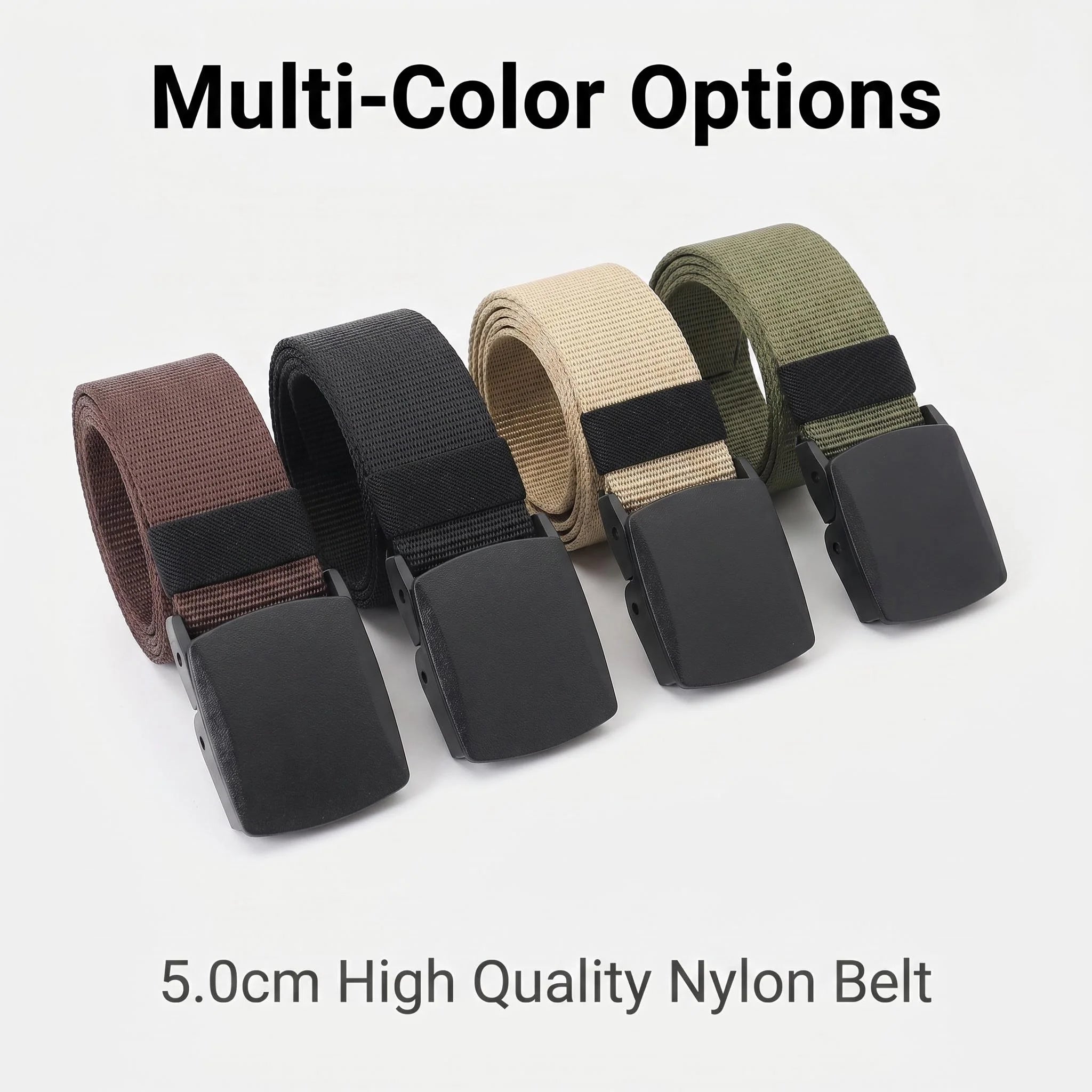 5.0cm High-quality Nylon Black Canvas Leisure Outdoor Adjustable Polyester Custom logo Training Men's Belt