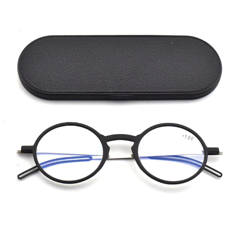 High Quality Fashion Plastic Mixed Metal Round Blue Light Blocking Reading Glasses