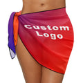 Women Short Sarongs Beach Wrap Custom Text Logo Sheer Bikini Wrap Cover up Chiffon Beach Sarong for Pool Vacation Party in Bulk