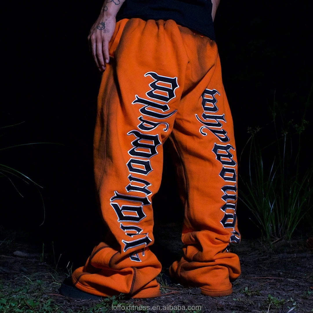 Custom Embroidery Midweight French Terry Cotton Vintage Streetwear Elastic Waist Breathable Acid Wash Jogger Sweatpants