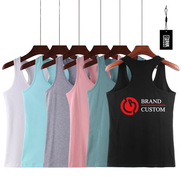 Free Labels Free Cards Custom Printing Custom Your Logo Yoga Workout Sports OEM Logo tank Top Gym Vest Women's tank Tops Singlet
