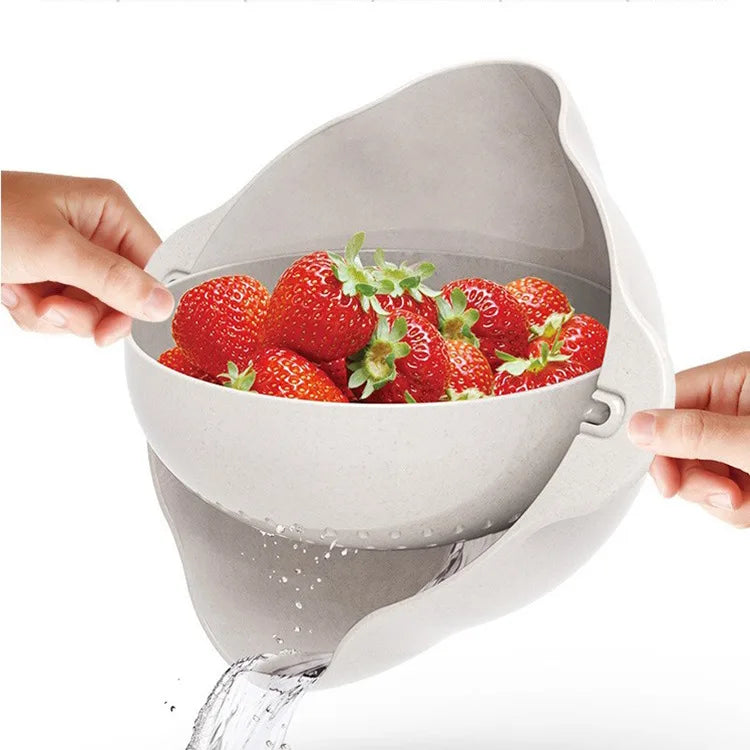 Kitchen Colander Small Strainers 2 in 1 Strainer Colanders Set Plastic Fruit Washing Bowl MegaBDM