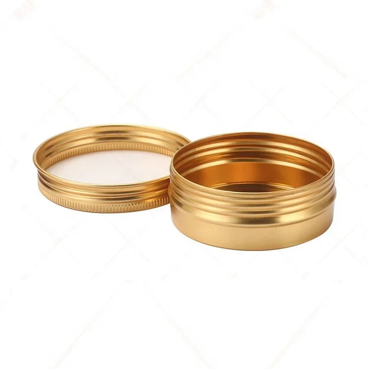 60ml 60g Aluminum Jar Gold Aroma Candle Pot Tea Storage Box Cosmetic Cream Container Metal Tin Cans Screw Cap