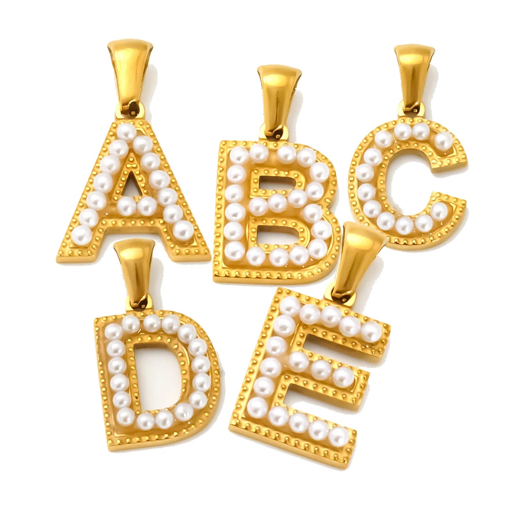 A-Z Custom Name Pendant 26 Letters 18K Gold Plated Stainless Steel Charm for Women Men's Jewelry for Children's Necklace Making