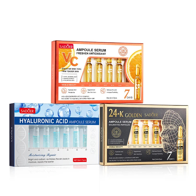 SADOER Beauty Vitamin C 24K Gold Hydrates Gently and Lightening Skin OEM ODM Refreshing Facial Care Wholesale Ampoules Serum