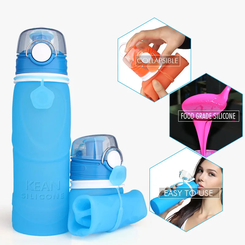 For Brand S1 Bpa Free Eco-friendly Unisex Sublimation 750ml Foldable Food Grade Silicone Lid Sports Gym Drink Bottle Camping