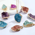 Wholesale Natural Crystal Cluster Pendant Necklace Gold Plated Irregular Butterfly Shape Buddhism Accessory Cross Border Jewelry