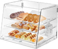 Commercial 3-Tier Pastry and Bread Display Rack Removable Bakery Countertop Cookie Case with Front & Rear Door Access