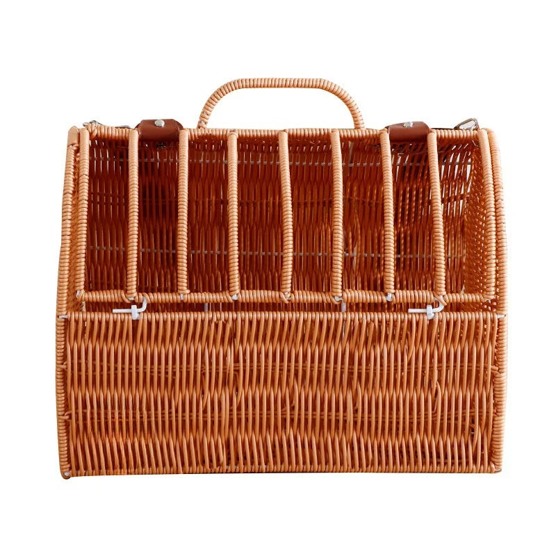 New Release Logo Customization Outdoor Handmade Large Capacity PE Rattan Breathable and Portable Cat Travel Bag Pet Handbag Case