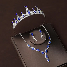 Bride Accessory Crystal Crown Princess Headwear Alloy Rhinestone Hair Band Banquet Wedding Dress Accessories Set