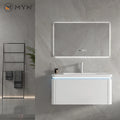 Modern Design White Skin Feeling Waterproof  Ceramic Counter Customize Wall Mounted LED Bathroom Mirror Cabinet  Vanity