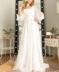 11980#Square Neck Sweep Train Bohemian Beach Chiffon A-Line Elegant Open Back Vestido De Noiva Wedding Dress Wedding Bridal Gown