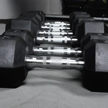 High Quality Rubber Round Hex Dumbbells with Racks With CE