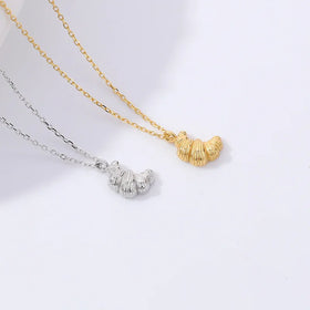 Simple Style Horns S925 Sterling Silver Croissant Pendant Necklace for Women Girls Fashion Jewelry Gift