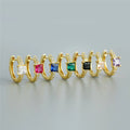 SP American Simple Fashion Colorful Earrings Gold Plated Gemstone Zirconia S925 Sterling Silver Earrings