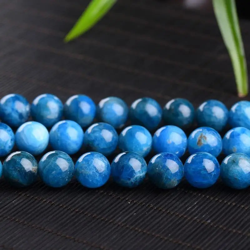 Natural Blue Apatite Stone Round Loose Bead Healing Energy DIY Jewelry Bracelet Necklace Handcraft Design
