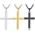 Simple Trendy Stainless Steel Square Cross Pendant Necklace Zircon Accessory Men's Anniversary Engagement Gift