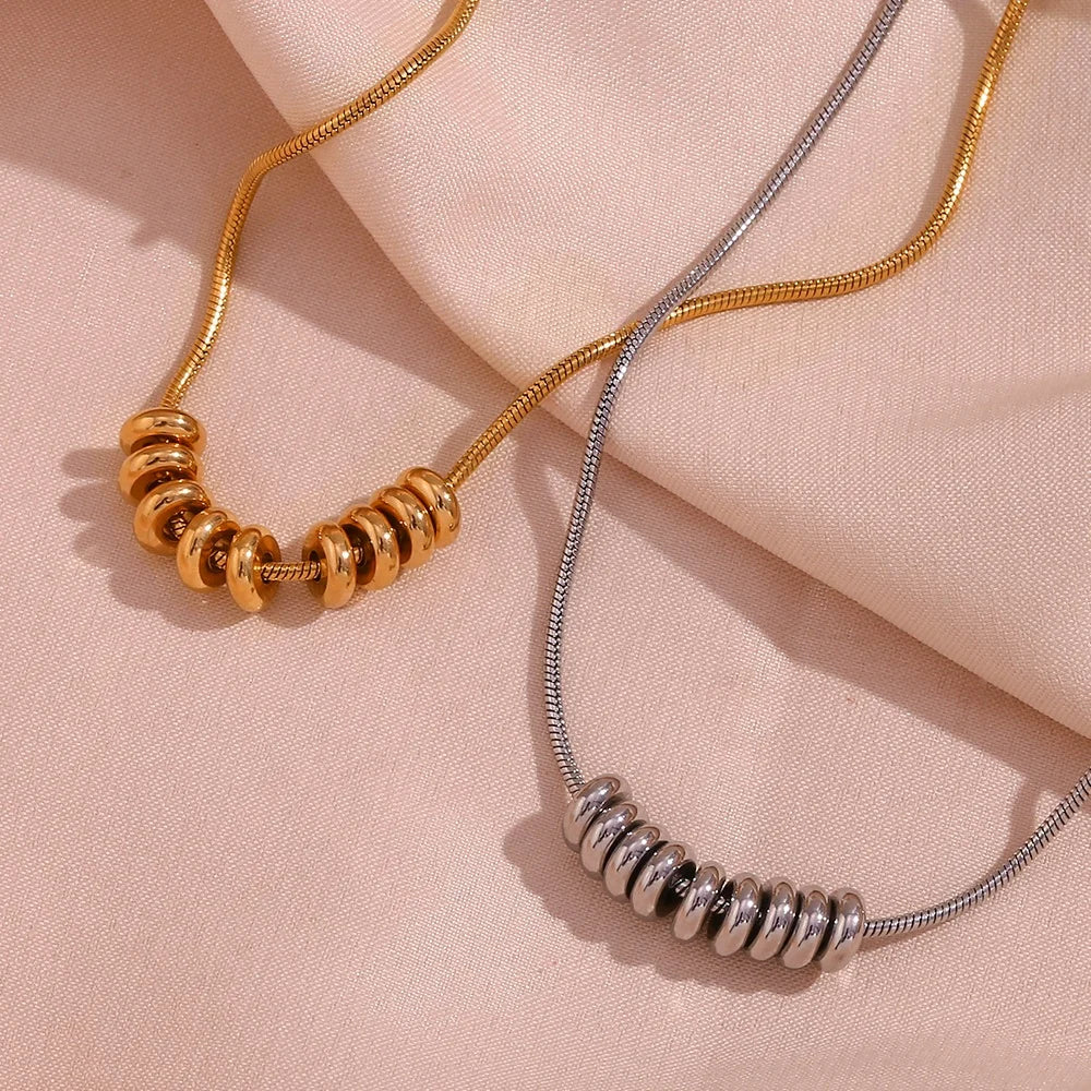 Dreamshow Waterproof Necklace PVD Gold Plated Beads Necklace Non Tarnish Stainless Steel Jewelry Collier En Acier Inoxydable