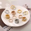 YF3022 Waterproof Jewelry Roman Number Rings 18k Gold Plated Stainless Steel Enamel Cubic Zirconia Stacking Couple Ring Big Size