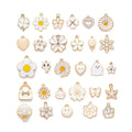 White Flower Alloy Oil Dropping DIY Enamel Charms for Bracelet Necklace