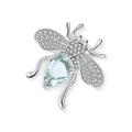 Abiding Fine Jewelry 925 Silver Animal Insect Bee Green Amethyst Prasiolite Gemstones Brooches Pin for Gift