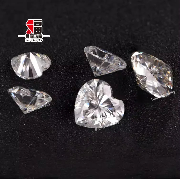 Baifu Jewelry Top Quality VVS DEF Loose White Heart Moissanite Stones