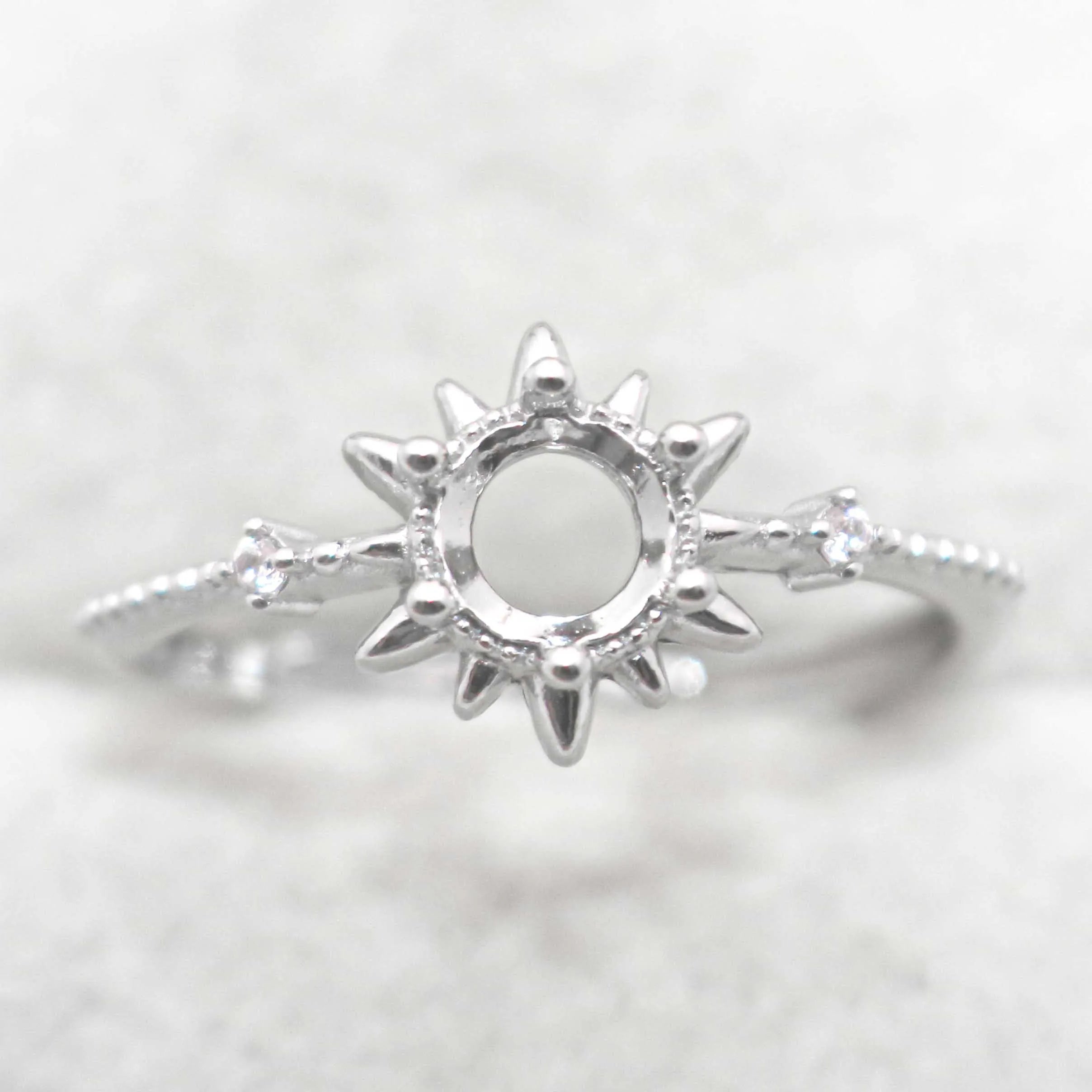 Semi Mount 5*5mm Sterling Silver Ring Empty Frame Blank Support Claw Setting S925 Base Holder Without Center Stone for DIY Inlay
