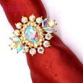 2026 Aluminum Alloy Rhinestone Napkin Rings Eco-Friendly Flower Shape Table Decor for Wedding and Christmas