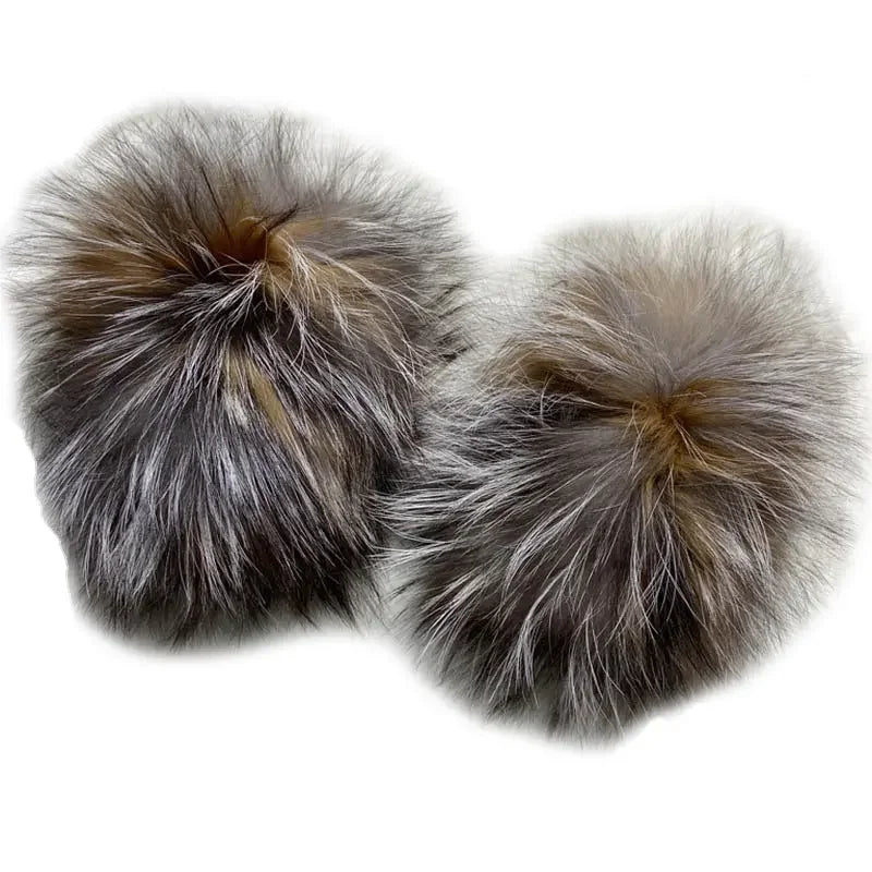 MWFur Knitting Elastic Handmade Fox Hair Cuffs for Winter Outwear Jacket for Women Fashion Fox Fur Cuffs for Wrist
