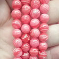 Wholesale 6mm 8mm Loose Round Beads Synthetic Rhodochrosite Round Polish Loose Stone Beads Strand