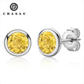 Hot Sell Natural Colorful Stone 925 Sterling Silver 6mm Citrine Amethyst Garnet Peridot Round Shape Stud Earrings for Women