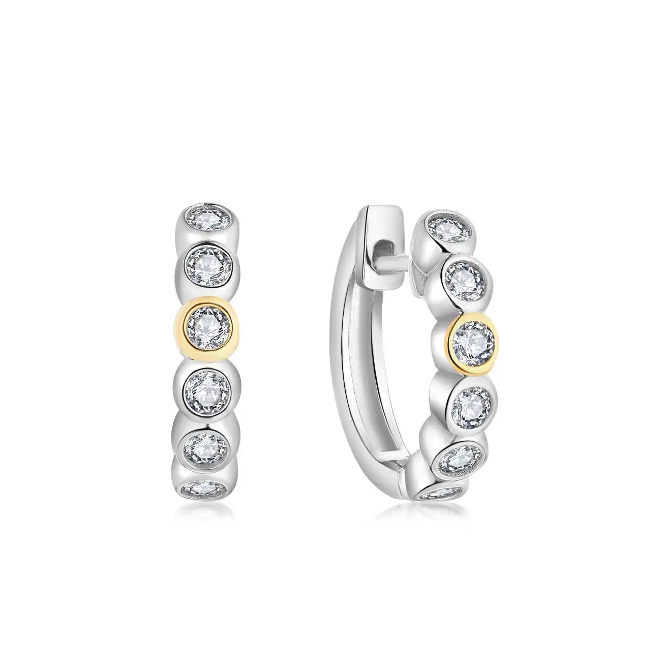 QX Custom OEM Fine Jewelry for WomenTrendy 925 Sterling Silver Zircon Fine Jewelry Ear Stud Round Huggie Hoop Earring