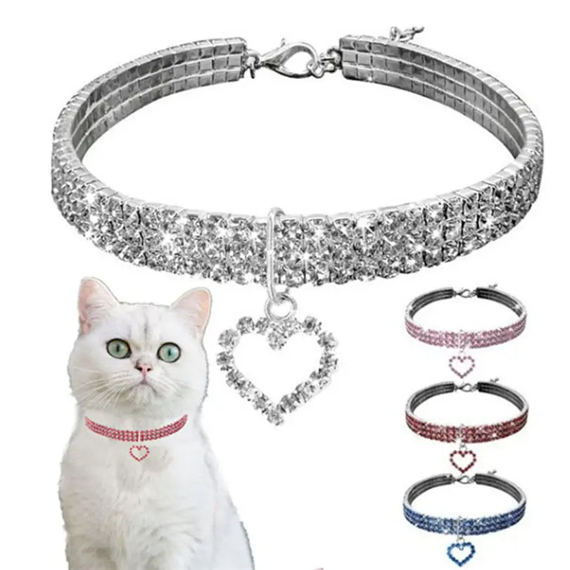 Sparkling Jeweled Rhinestone Pet Collar Bling-Bling Cute Dog Collar Adjustable Necklace Pet Collar