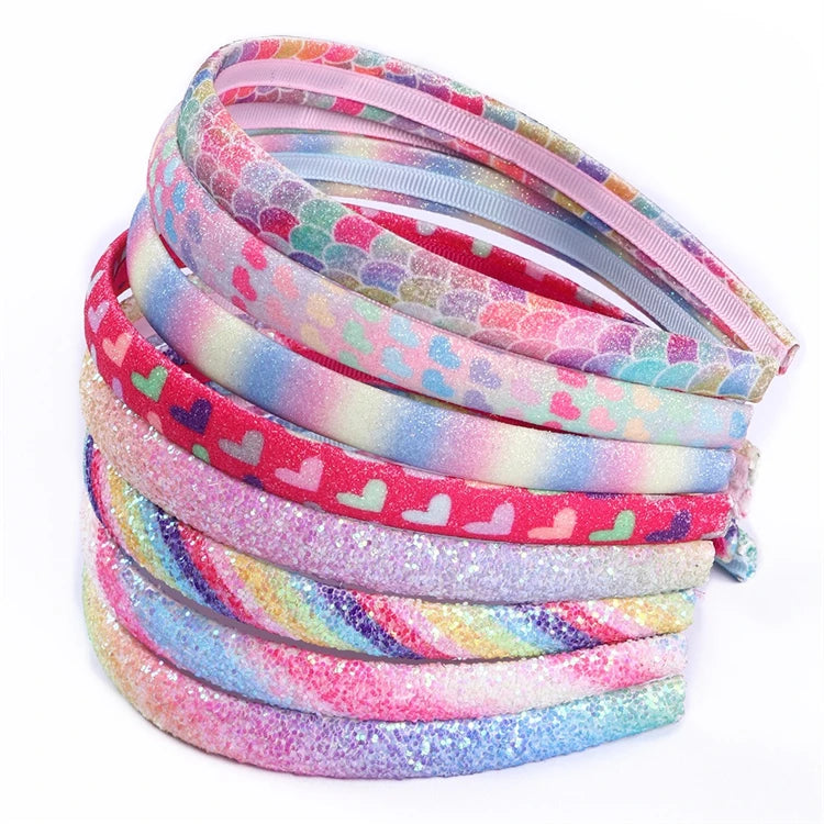 Costume Party Gradient Star Shiny Headband Glitter Rainbow Fabric Head Bands Hair Hoop for Kids