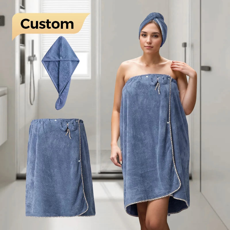 Women's Ultra Absorbent Quick-Dry Microfiber Hair Towel Wrap Custom Logo Multi-Color Eco-Friendly