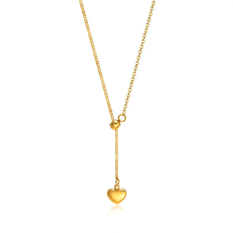 Hot Sale Necklace No Fade Stainless Steel Gold Plated Heart Drop Necklace