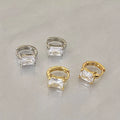 New Trendy Zircon CZ Geometric Huggie Earrings Iced Out Cubic Zirconia CZ Square Hoop Earrings Women Jewelry 2024