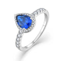 QX Wholesale Custom Oem Fine Luxury Jewelry 925 Sterling Silver Blue 8A Cubic Zirconia Engagement Wedding Ring Women