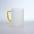 15OZ Eco-Friendly Borosilicate Glass Sublimation Mug with Frosted Finish and Colored Handle Durable Drinking Cup