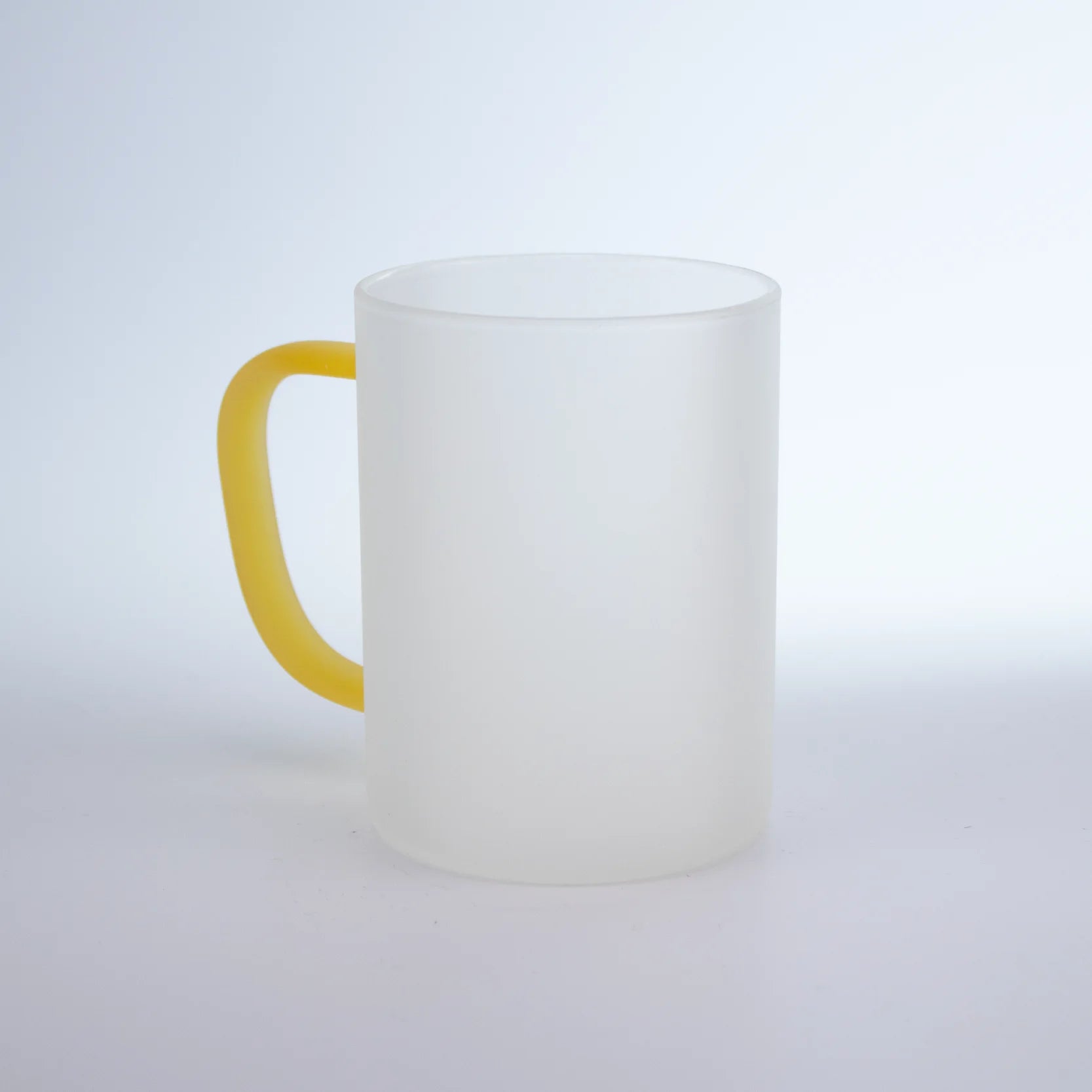 15OZ Eco-Friendly Borosilicate Glass Sublimation Mug with Frosted Finish and Colored Handle Durable Drinking Cup
