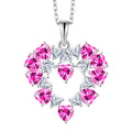 Wholesale Customized Heart Necklace Love Pink CZ Diamond Heart Pendant 925 Sterling Silver Necklace for Women
