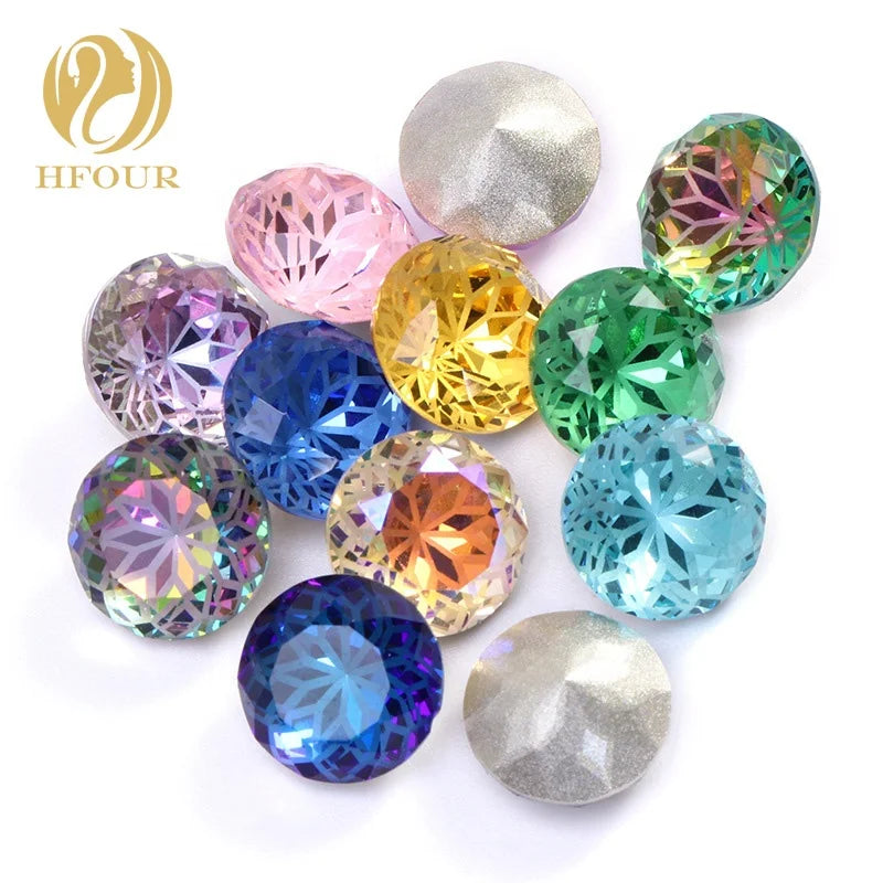New Arrival High Quality Glass Flower Crystal Round Shape Loose Rhinestones MegaBDM
