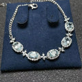 Luxury 925 Sterling Silver Bracelet with Natural Aquamarine Zirconia Real Stone Rhodium Plated Ladies Chains for Parties Gifts