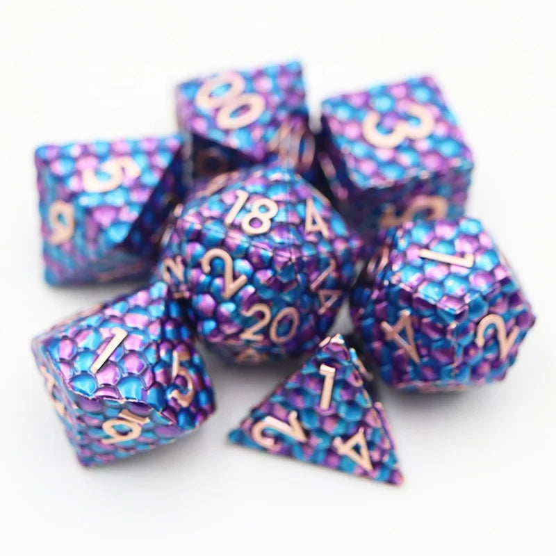 Custom 16mm Polyhedral Metal Dragon Dice Set for DND RPG Games