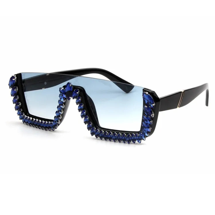 Trending Luxury Ladies Diamond Half Frame Crystal Sport Sunglasses 2020