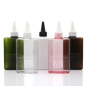 300ML Square Bottle PETG Plastic Brown Clear Pink Refillable Shower Gel Packaging Container Empty Pointed Dropper Spout Bottle