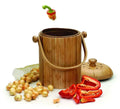 Bokashi Kitchen Composert Food Waste Bin 3-Quart Kitchen 100% Natural Bamboo Compost Pail With Plastic Lining.